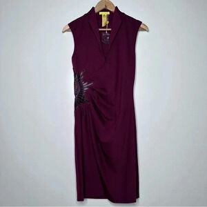 Catherine Malandrino NEW! Ruched Side Faux Leather Dress Size Medium